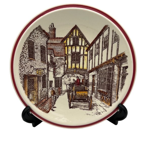 Vernon Kilns Bits of Old England Collectible Plate Number 4 Motor Car 8.25" - Picture 1 of 6